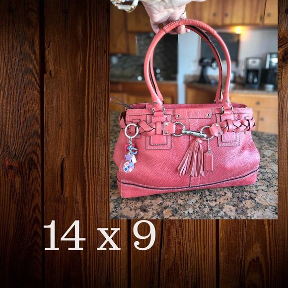 COACH Hamptons Large Satchel in burnt orange with tassel - Picture 7 of 16